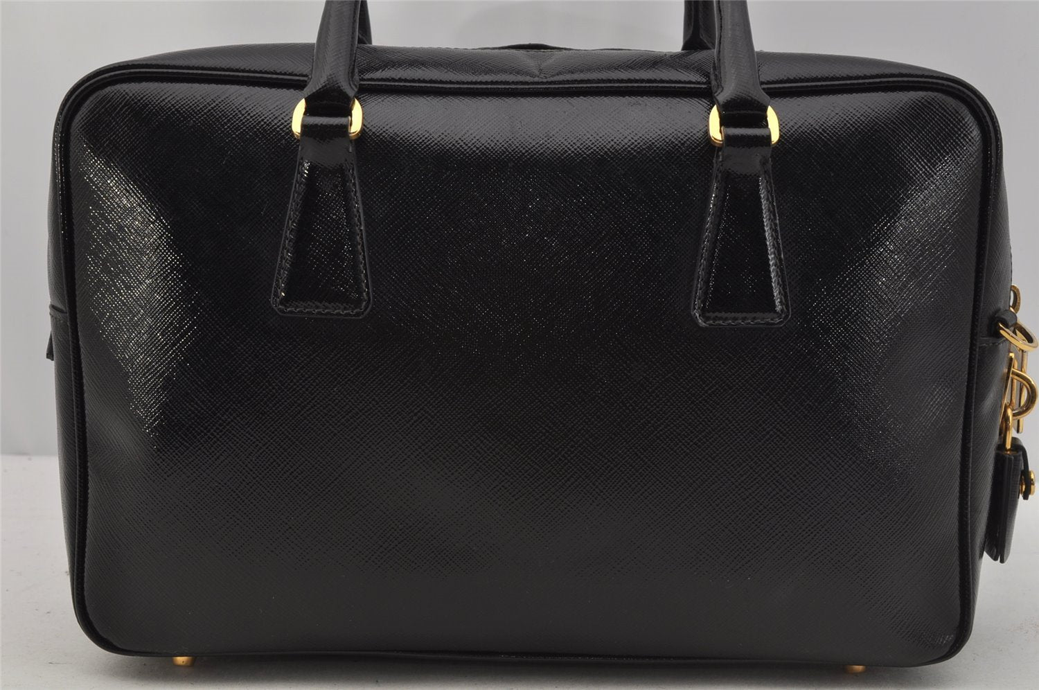 Authentic PRADA SAFFIANO VERNIC Enamel 2Way Shoulder Hand Bag BL0095 Black 9575I