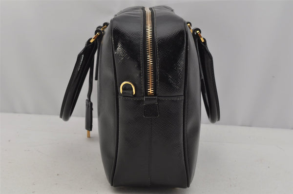 Authentic PRADA SAFFIANO VERNIC Enamel 2Way Shoulder Hand Bag BL0095 Black 9575I