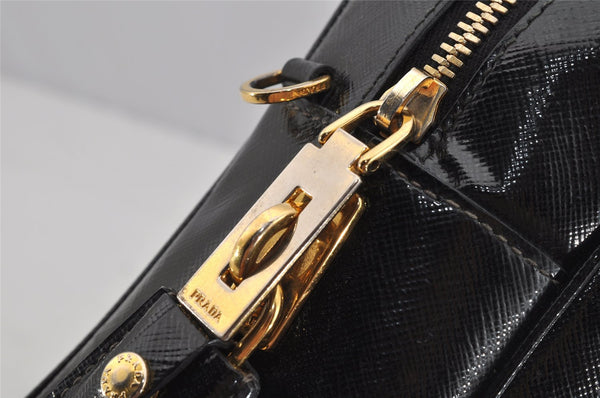 Authentic PRADA SAFFIANO VERNIC Enamel 2Way Shoulder Hand Bag BL0095 Black 9575I