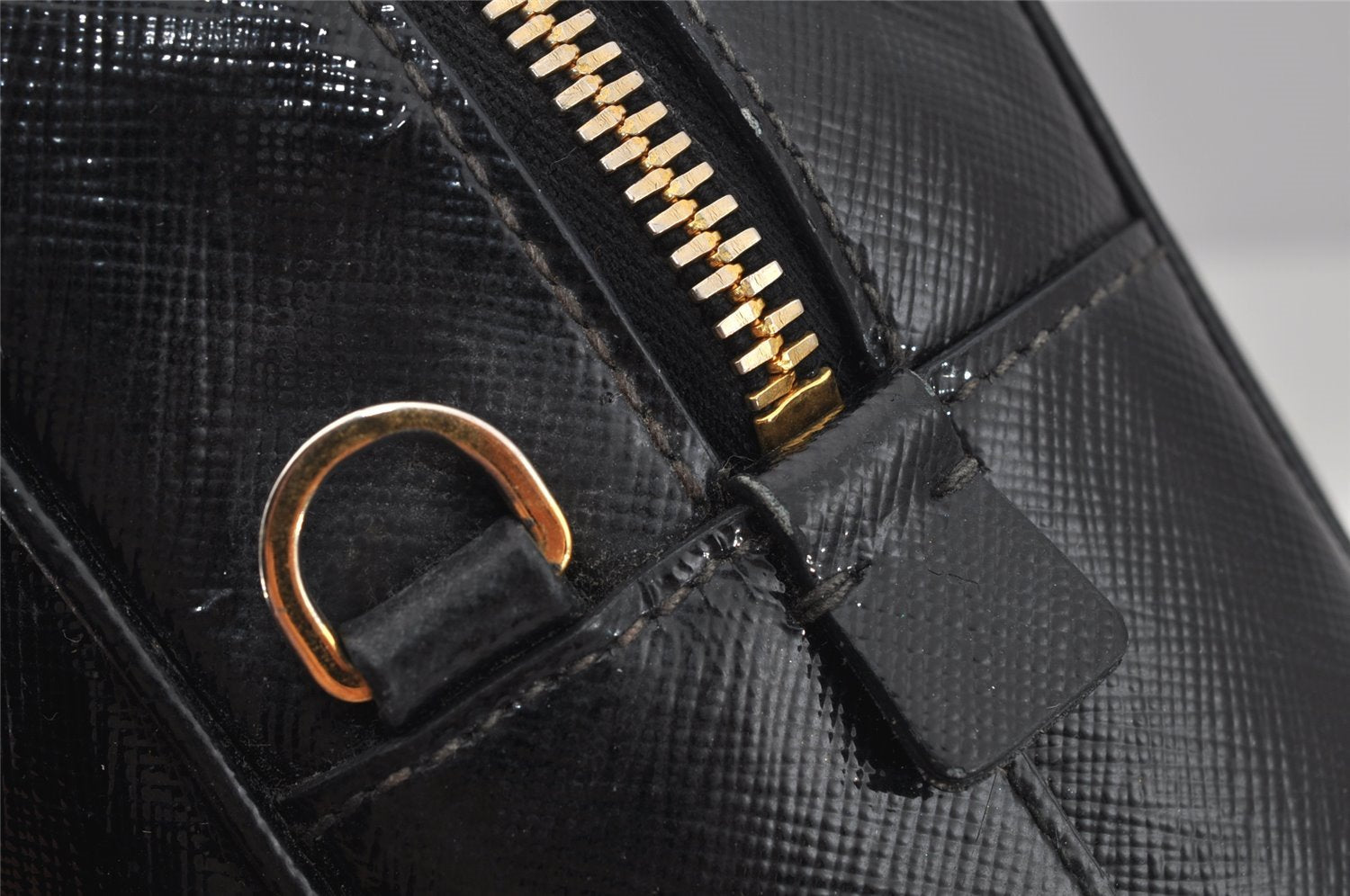 Authentic PRADA SAFFIANO VERNIC Enamel 2Way Shoulder Hand Bag BL0095 Black 9575I