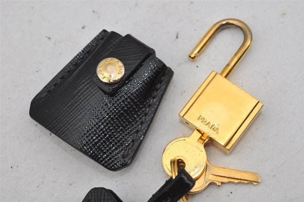 Authentic PRADA SAFFIANO VERNIC Enamel 2Way Shoulder Hand Bag BL0095 Black 9575I
