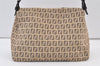 Authentic FENDI Zucchino Mamma Baguette Shoulder Bag Canvas Leather Beige 9575J