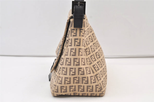 Authentic FENDI Zucchino Mamma Baguette Shoulder Bag Canvas Leather Beige 9575J