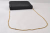 Authentic GUCCI Chain Shoulder Cross Bag Purse Straw Enamel Black 9577I
