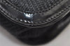 Authentic GUCCI Chain Shoulder Cross Bag Purse Straw Enamel Black 9577I
