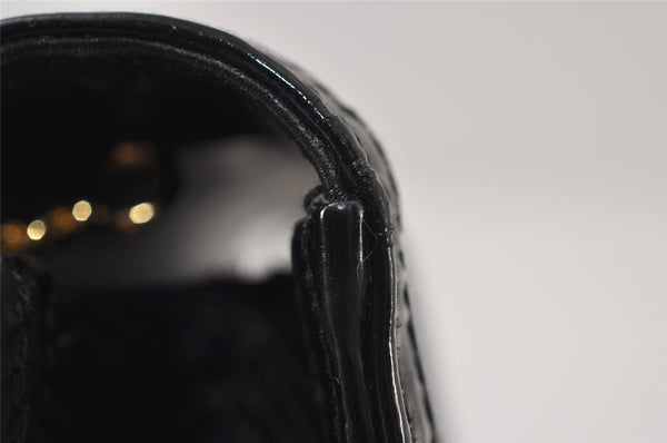 Authentic GUCCI Chain Shoulder Cross Bag Purse Straw Enamel Black 9577I