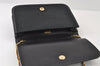 Authentic GUCCI Chain Shoulder Cross Bag Purse Straw Enamel Black 9577I