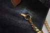 Authentic GUCCI Chain Shoulder Cross Bag Purse Straw Enamel Black 9577I