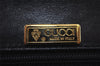 Authentic GUCCI Chain Shoulder Cross Bag Purse Straw Enamel Black 9577I