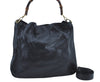 Authentic GUCCI Vintage Bamboo 2Way Shoulder Tote Bag Leather Black Junk 9580H