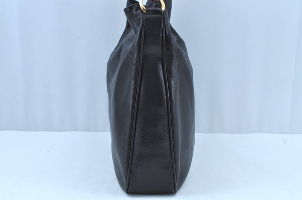 Authentic GUCCI Vintage Bamboo 2Way Shoulder Tote Bag Leather Black Junk 9580H