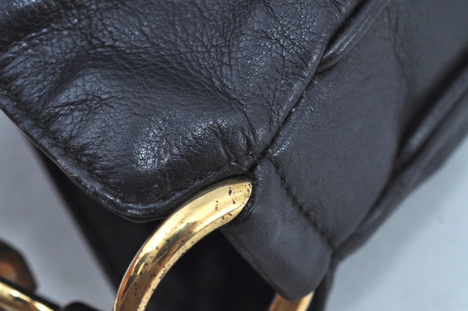 Authentic GUCCI Vintage Bamboo 2Way Shoulder Tote Bag Leather Black Junk 9580H