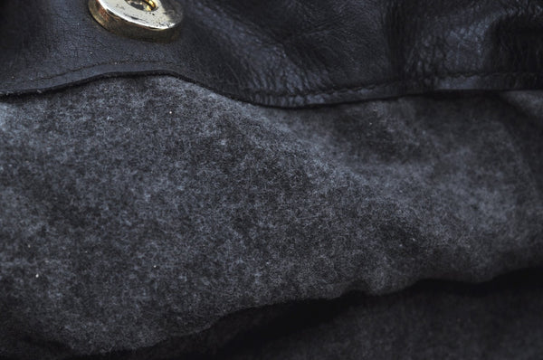 Authentic GUCCI Vintage Bamboo 2Way Shoulder Tote Bag Leather Black Junk 9580H