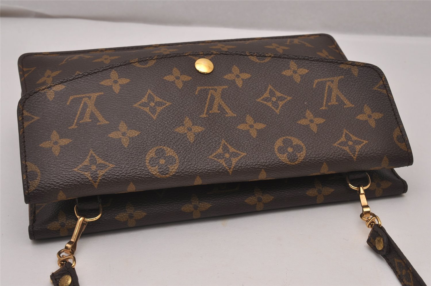 Auth Louis Vuitton Monogram Pochette Double Rabat Shoulder Bag M51815 LV 9581I