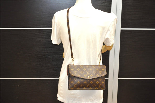 Auth Louis Vuitton Monogram Pochette Double Rabat Shoulder Bag M51815 LV 9581I