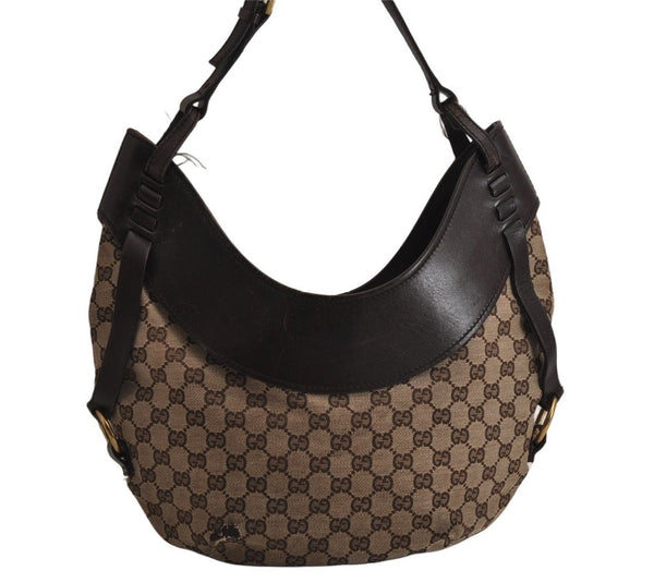 Authentic GUCCI Shoulder Hand Bag Purse GG Canvas Leather 106250 Brown 9581J