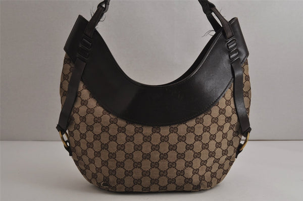 Authentic GUCCI Shoulder Hand Bag Purse GG Canvas Leather 106250 Brown 9581J