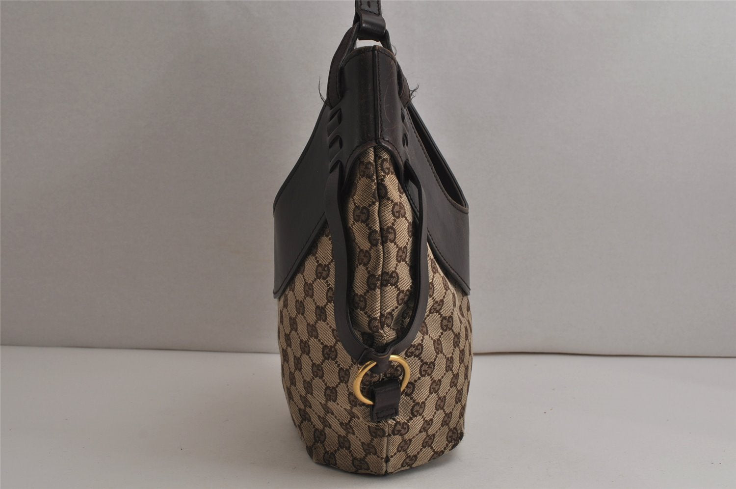 Authentic GUCCI Shoulder Hand Bag Purse GG Canvas Leather 106250 Brown 9581J