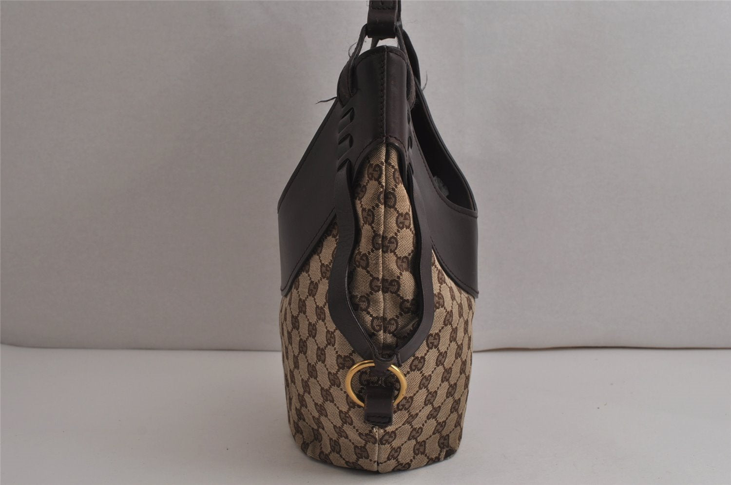 Authentic GUCCI Shoulder Hand Bag Purse GG Canvas Leather 106250 Brown 9581J