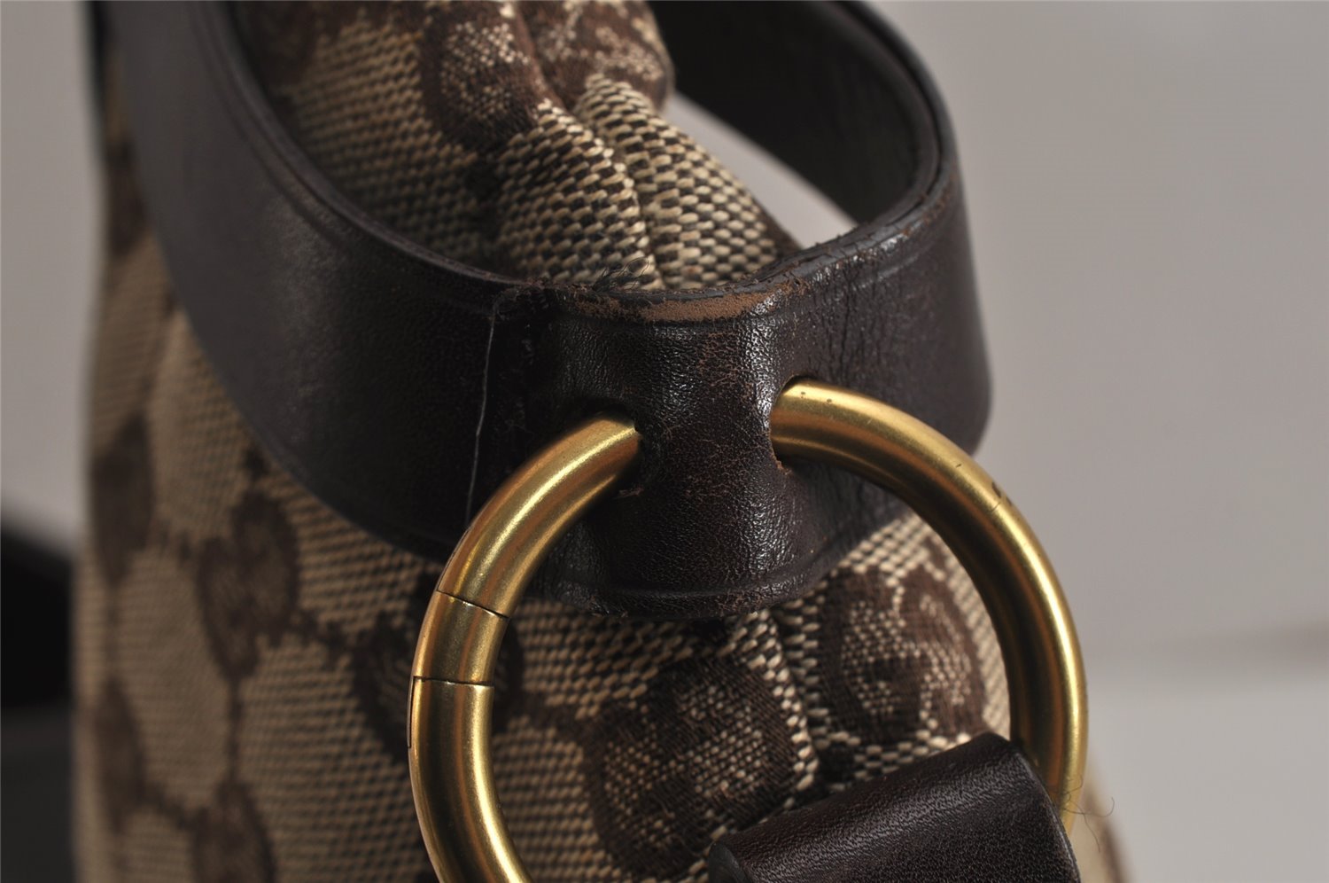 Authentic GUCCI Shoulder Hand Bag Purse GG Canvas Leather 106250 Brown 9581J