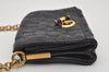 Authentic YVES SAINT LAURENT Chain Shoulder Cross Bag Enamel 191880 Black 9582I