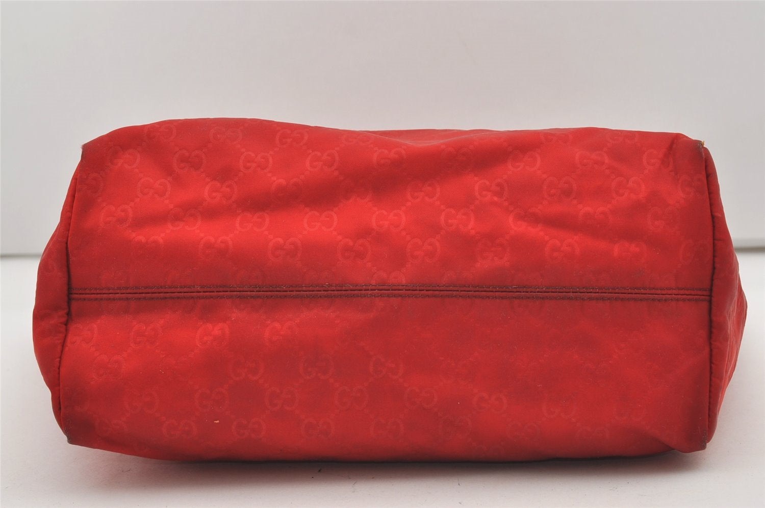 Authentic GUCCI Vintage Hand Tote Bag GG Nylon Leather 282439 Red 9583I