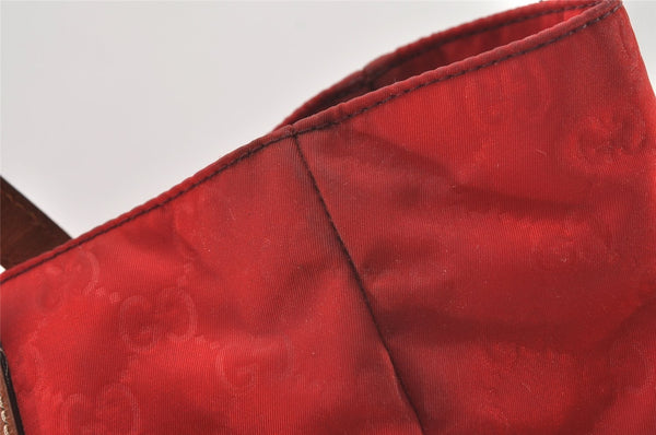 Authentic GUCCI Vintage Hand Tote Bag GG Nylon Leather 282439 Red 9583I