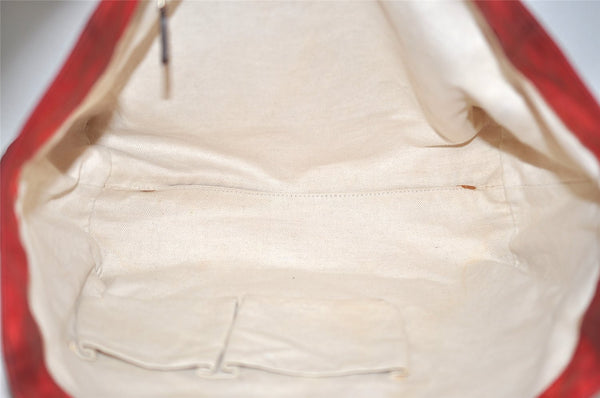 Authentic GUCCI Vintage Hand Tote Bag GG Nylon Leather 282439 Red 9583I