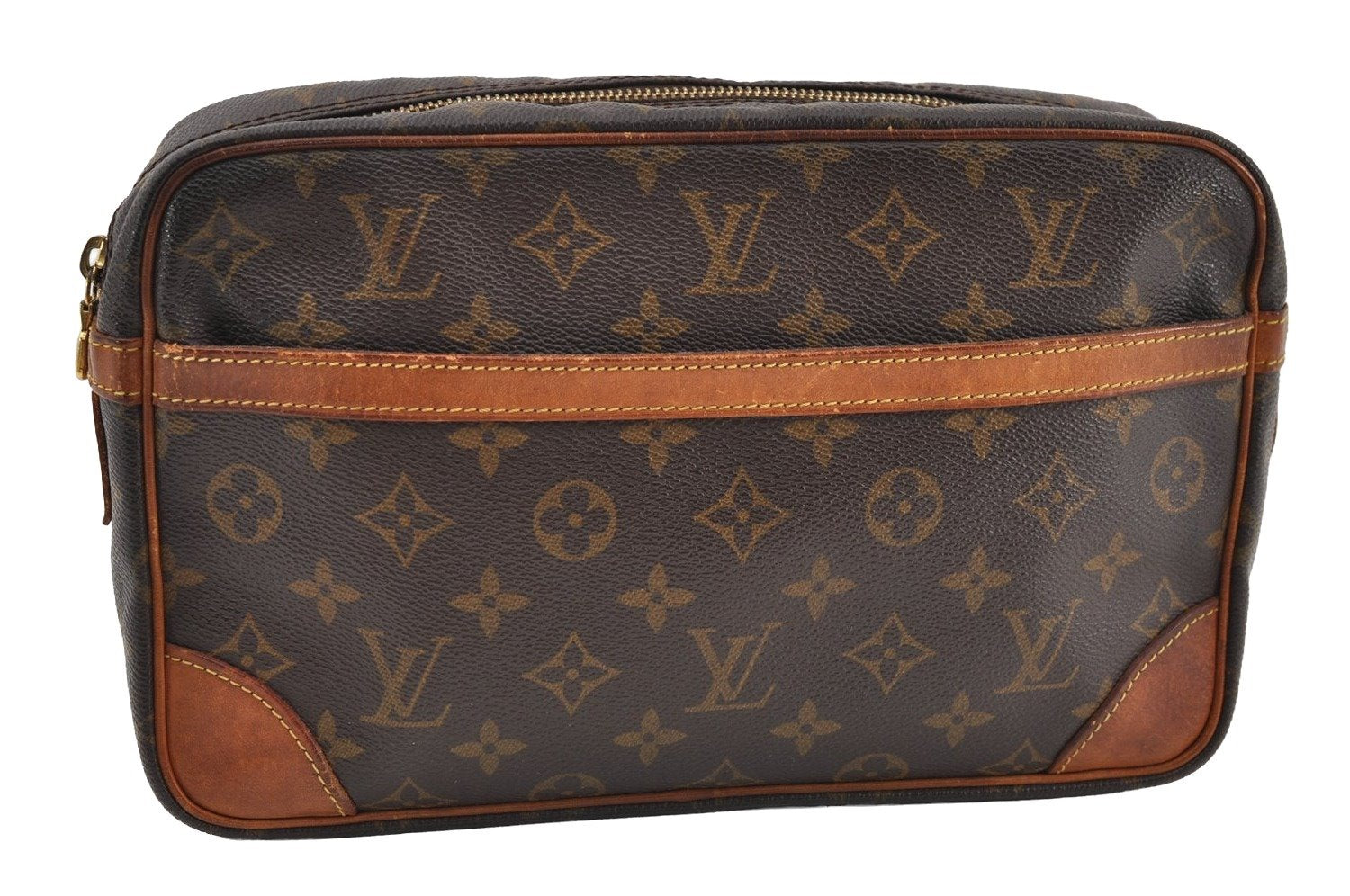 Authentic Louis Vuitton Monogram Compiegne 28 Clutch Hand Bag M51845 LV 9585I