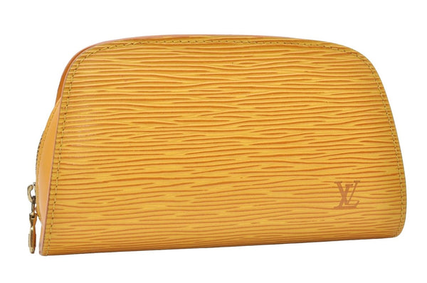 Authentic Louis Vuitton Epi Dauphine Cosmetic Pouch Yellow M48449 LV 9587I