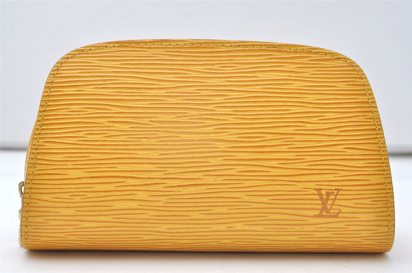 Authentic Louis Vuitton Epi Dauphine Cosmetic Pouch Yellow M48449 LV 9587I
