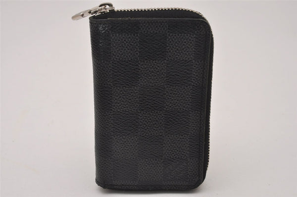 Authentic Louis Vuitton Damier Graphite Zippy Coin Purse Wallet N63076 LV 9590I