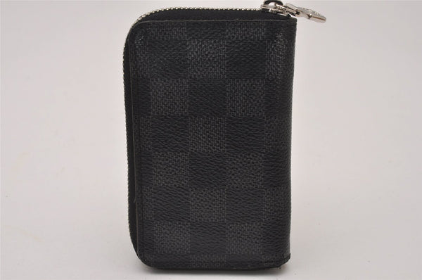 Authentic Louis Vuitton Damier Graphite Zippy Coin Purse Wallet N63076 LV 9590I
