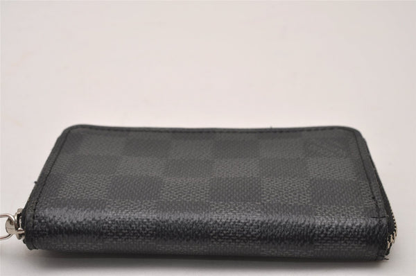 Authentic Louis Vuitton Damier Graphite Zippy Coin Purse Wallet N63076 LV 9590I