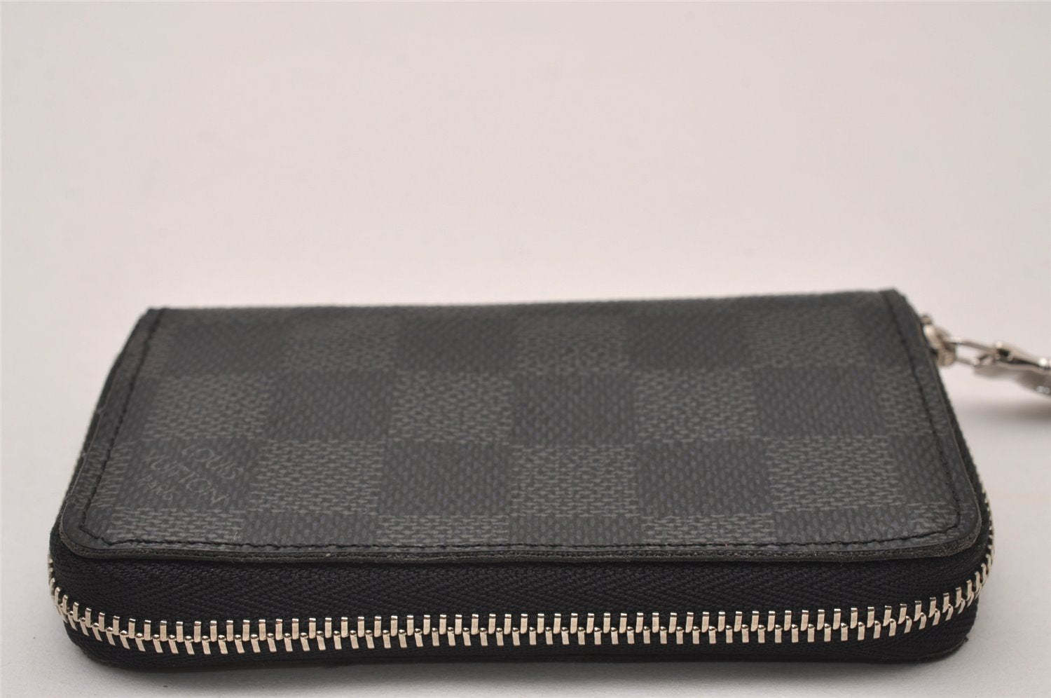 Authentic Louis Vuitton Damier Graphite Zippy Coin Purse Wallet N63076 LV 9590I