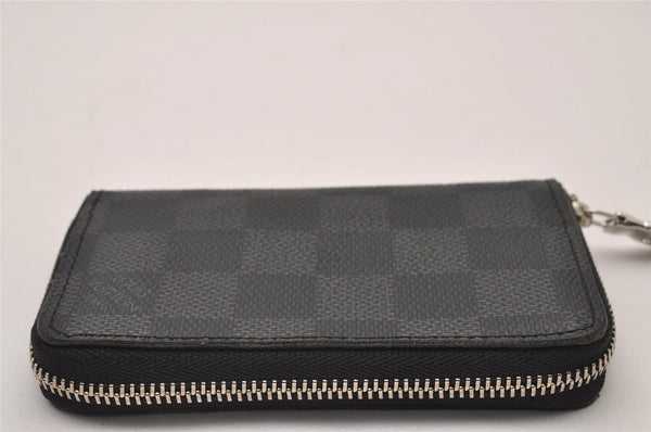 Authentic Louis Vuitton Damier Graphite Zippy Coin Purse Wallet N63076 LV 9590I