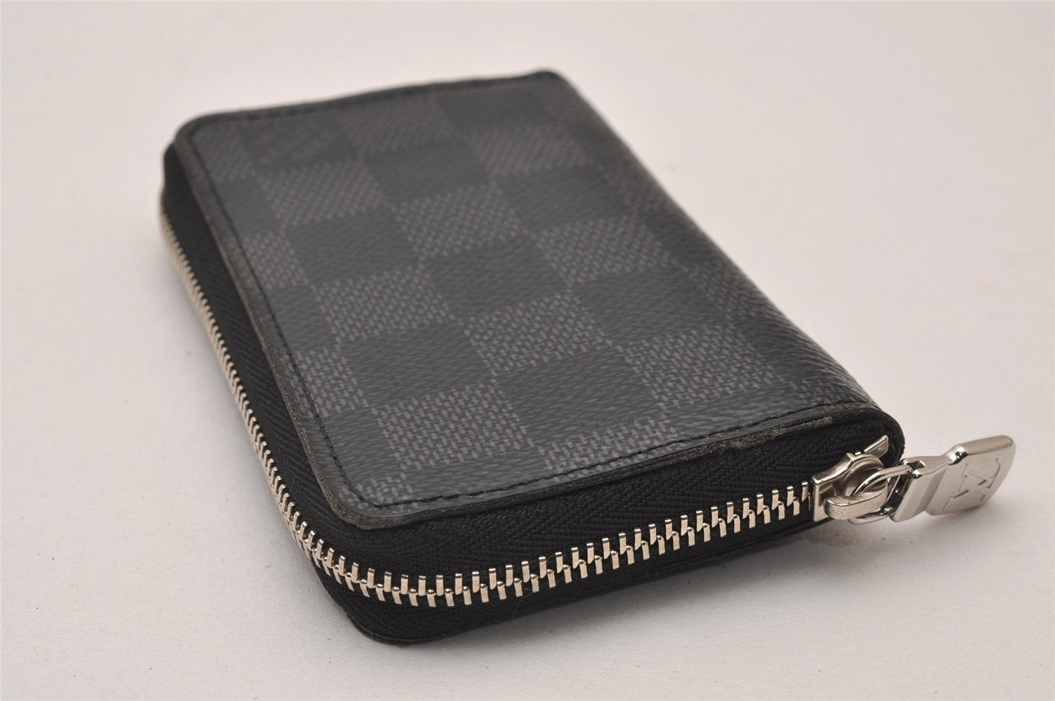 Authentic Louis Vuitton Damier Graphite Zippy Coin Purse Wallet N63076 LV 9590I