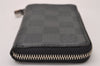 Authentic Louis Vuitton Damier Graphite Zippy Coin Purse Wallet N63076 LV 9590I