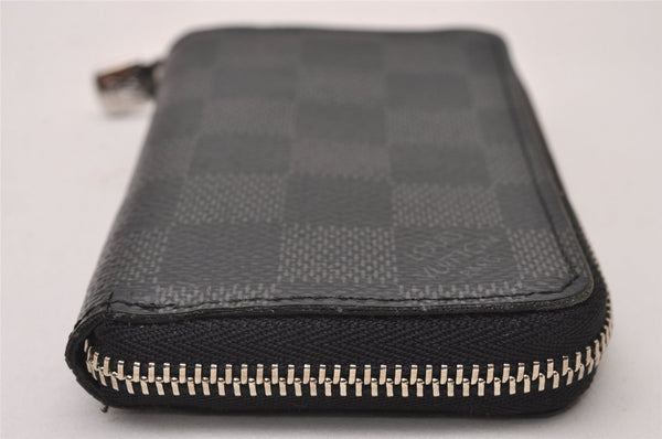 Authentic Louis Vuitton Damier Graphite Zippy Coin Purse Wallet N63076 LV 9590I