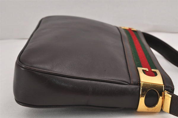 Authentic GUCCI Web Sherry Line Vintage Shoulder Bag Purse Leather Brown 9592J