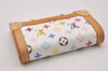Auth Louis Vuitton Monogram Multicolor Porte Monnaie Plat Coin Purse White 9593I