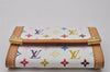 Auth Louis Vuitton Monogram Multicolor Porte Monnaie Plat Coin Purse White 9593I