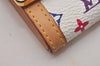 Auth Louis Vuitton Monogram Multicolor Porte Monnaie Plat Coin Purse White 9593I