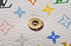 Auth Louis Vuitton Monogram Multicolor Porte Monnaie Plat Coin Purse White 9593I