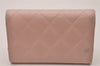 Authentic CHANEL Calf Skin Matelasse Card Case Wallet Purse CC Logo Pink 9595I