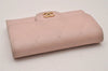 Authentic CHANEL Calf Skin Matelasse Card Case Wallet Purse CC Logo Pink 9595I