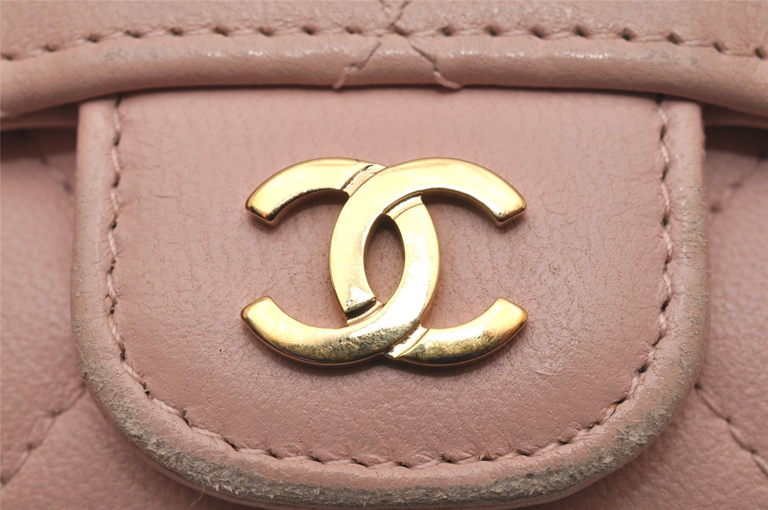 Authentic CHANEL Calf Skin Matelasse Card Case Wallet Purse CC Logo Pink 9595I