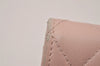 Authentic CHANEL Calf Skin Matelasse Card Case Wallet Purse CC Logo Pink 9595I