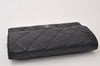 Authentic CHANEL Lamb Skin Matelasse Bifold Wallet Purse Black CC 9596I