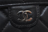 Authentic CHANEL Lamb Skin Matelasse Bifold Wallet Purse Black CC 9596I